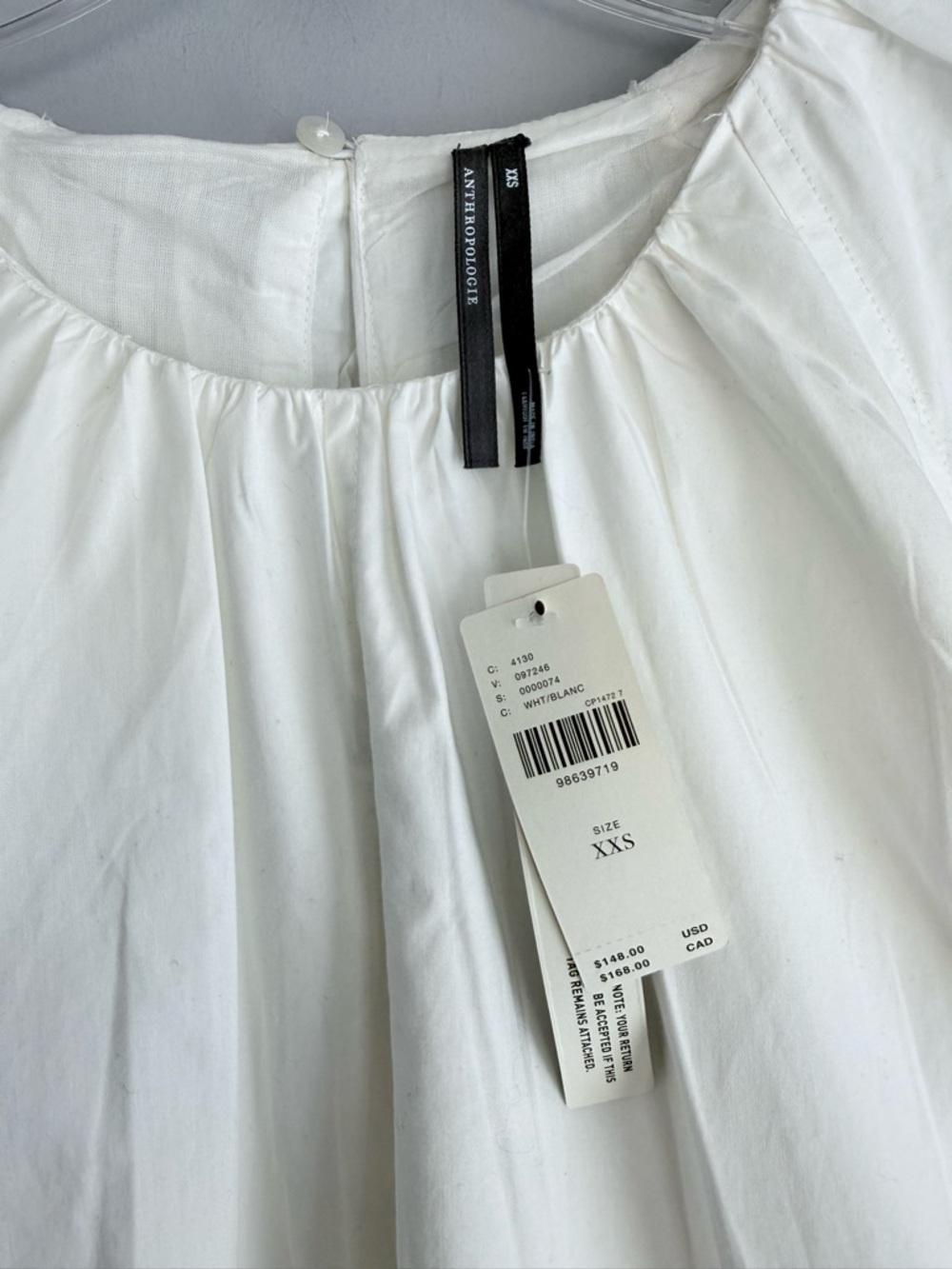 NWT Anthropologie Puff Sleeve Bubble Hem Mini Dress White XXS Coastal Bridal - Picture 6 of 12